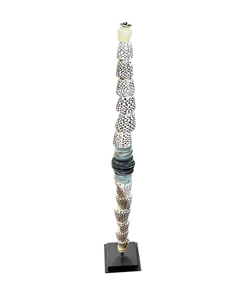 Contemporary Indonesian Stack of Polished Shells on Stand