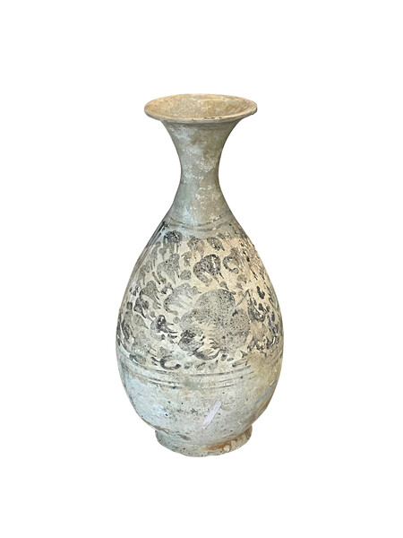 16thc Thailand Sawankhalok Shipwreck Grey Pattern Vase