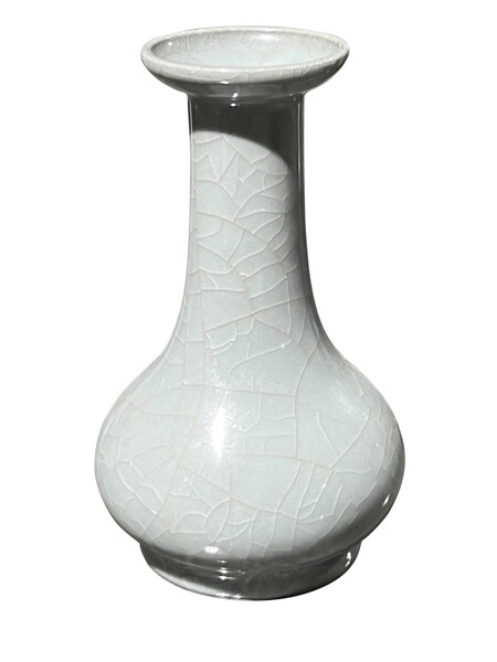 Contemporary Chinese Blue/Grey Crackle Glazed Vase