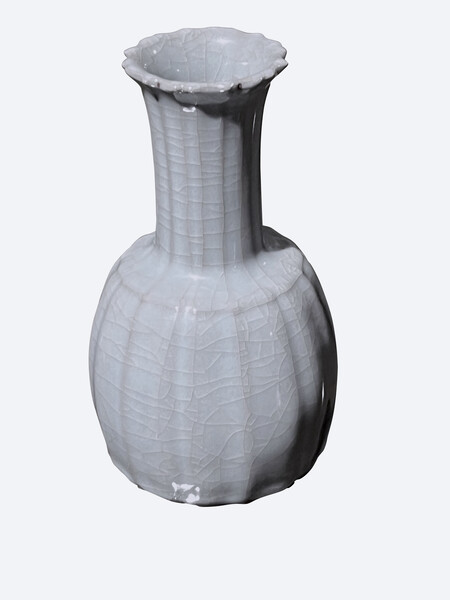 Contemporary Chinese Blue/Grey Crackle Glazed Vase