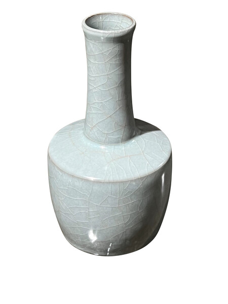 Contemporary Chinese Blue/Grey Crackle Glazed Vase