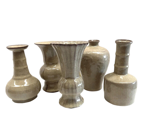 CONTEMPORARY CHINESE COLLECTION KHAKI CRACKLE VASES