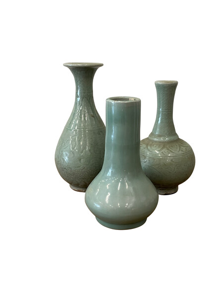 CONTEMPORARY CHINESE COLLECTION PALE TURQUOISE VASES