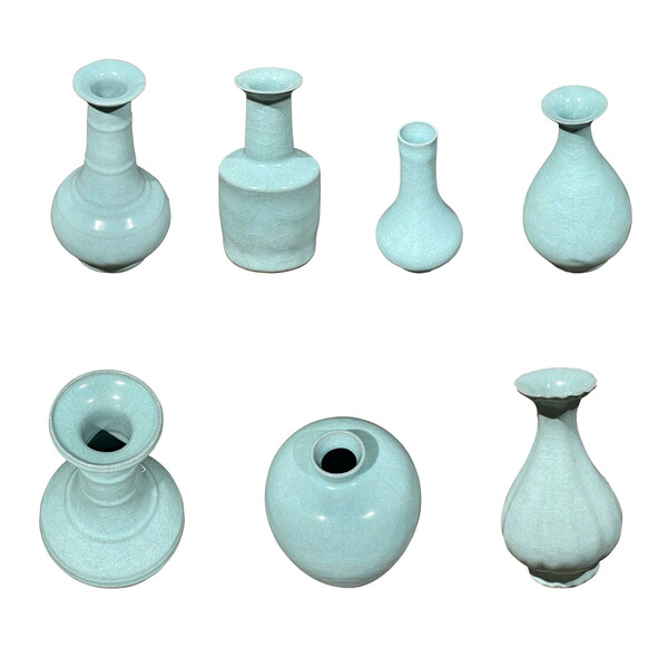 CONTEMPORARY CHINESE COLLECTION PALE TURQUOISE VASES