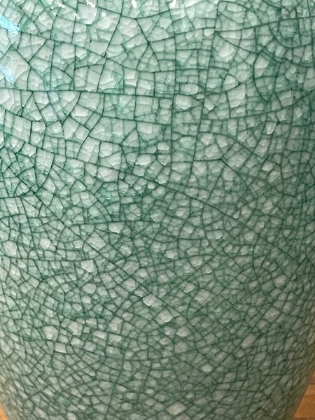 Contemporary Chinese Contrast Crackle Glazed Turquoise Vase