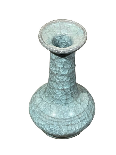 Contemporary Chinese Deep Turqouise Crackle Vase