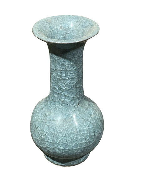 Contemporary Chinese Deep Turqouise Crackle Vase