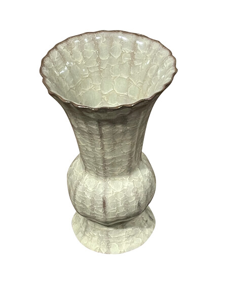 Contemporary Chinese Khaki Vase with Crackle Glaze