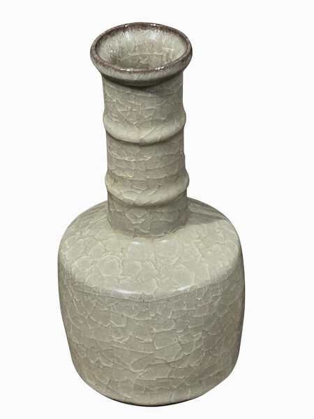 Contemporary Chinese Khaki Vase with Crackle Glaze