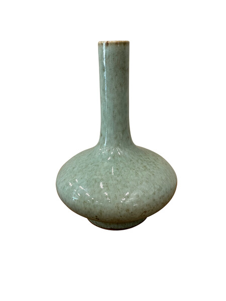 Contemporary Chinese Light turquoise / Brown Splatter Glaze Vase