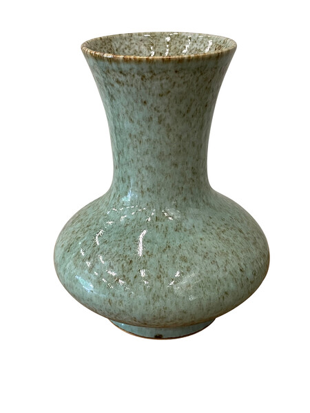 Contemporary Chinese Light turquoise / Brown Splatter Glaze Vase