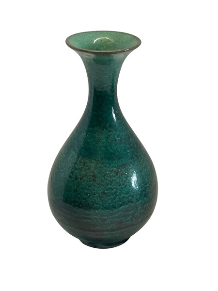 Contemporary Chinese Mottled Turquoise Glazed Vase