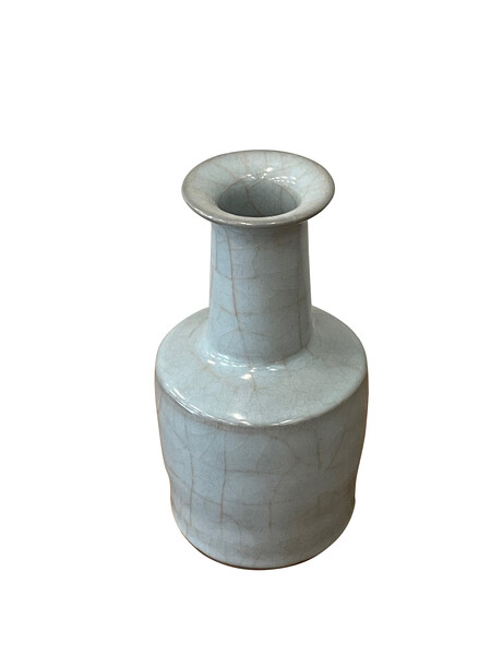 Contemporary Chinese Pale Blue Contrast Crackle Bottle Shaped  Vase