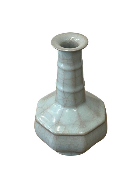 Contemporary Chinese Pale Blue Octagonal  Vase