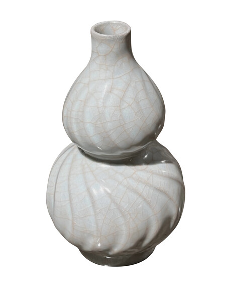 Contemporary Chinese Pale Turquoise with Contrast Crackle Glaze Vase