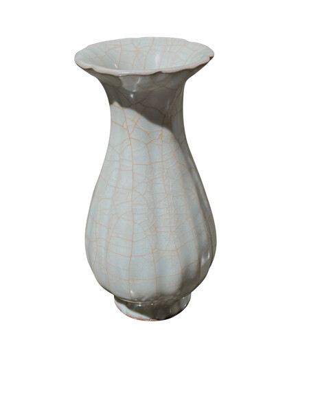 Contemporary Chinese Pale Turquoise with Contrast Crackle Glaze Vase