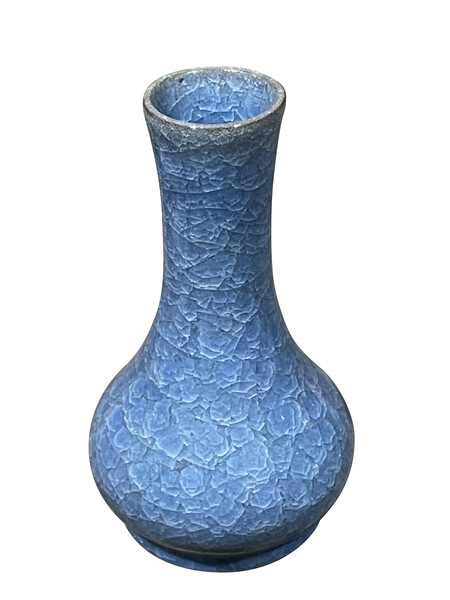 Contemporary Chinese Royal BLue Crackle Glaze Vase