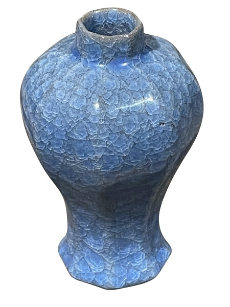 Contemporary Chinese Royal BLue Crackle Glaze Vase