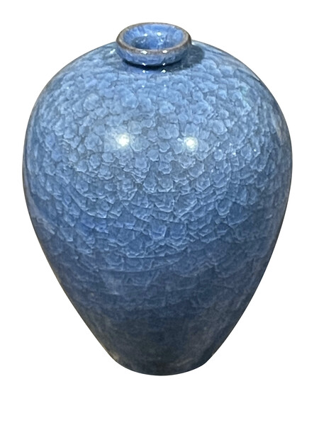 Contemporary Chinese Royal BLue Crackle Glaze Vase