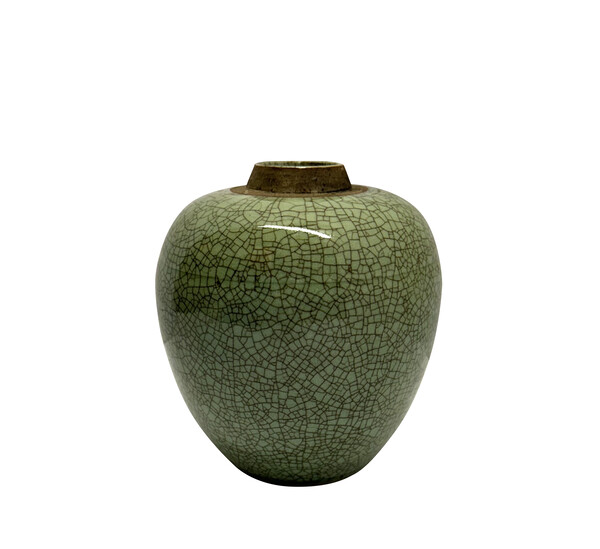 Contemporary Chinese Small Celadon Crackle Glazed  Vase