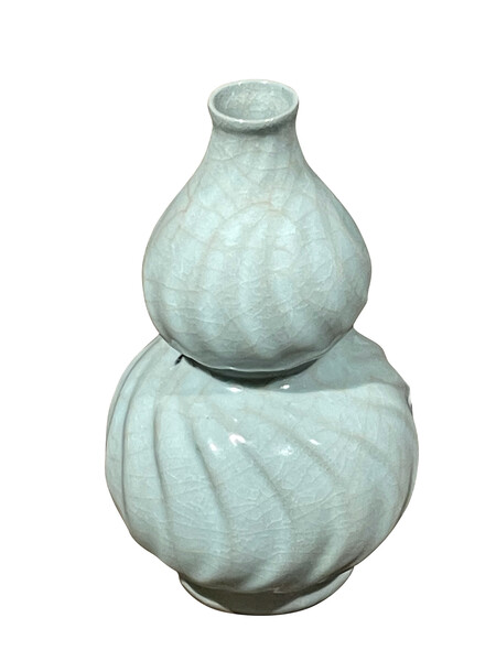 Contemporary Chinese Pale Turquoise Contrast Crackle Vase