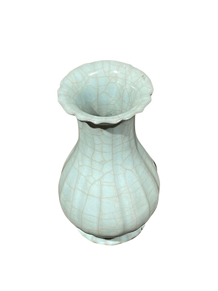 Contemporary Chinese Pale Turquoise Contrast Crackle Vase