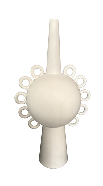 Contemporary French Matte Large White Ten Ring Vase