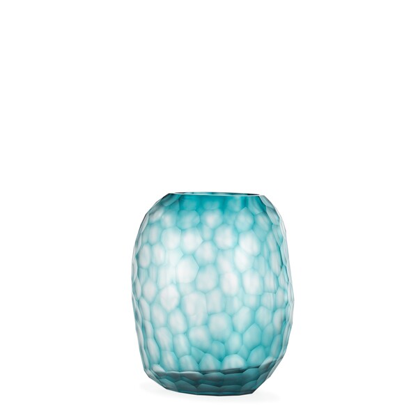 Contemporary Romanian Pale Turquoise Beveled Glass Vase