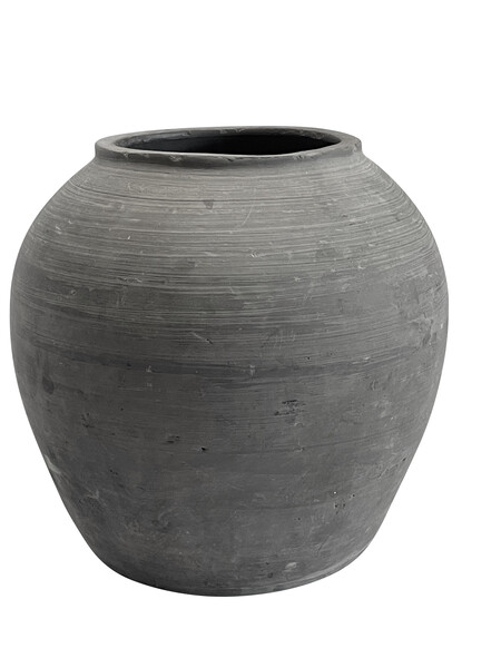 1940's Chinese Charcoal Gray Medium Pots