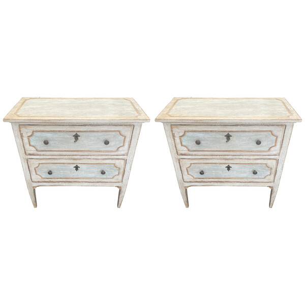 1920's Italian Pair Decorative Painted Commodes