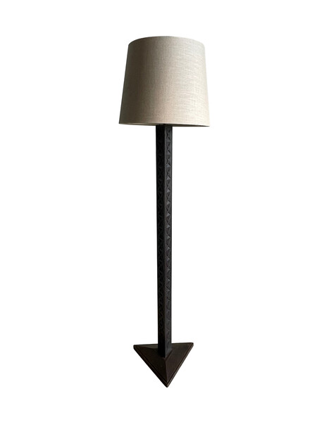 1940's French Ebonized Carved Wood Floor Lamp