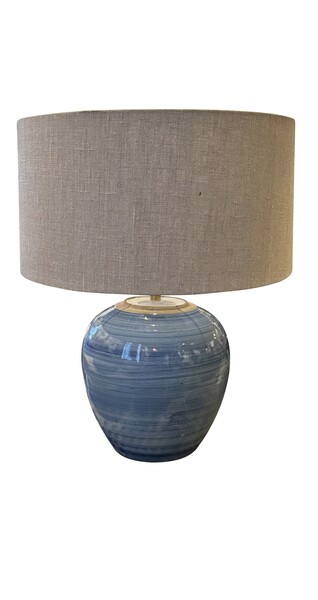 Contemporary Chinese Single Striated Blue Lamps