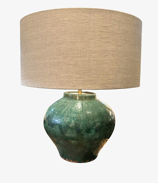 Contemporary Chinese Single Emerald Glazed Lamp