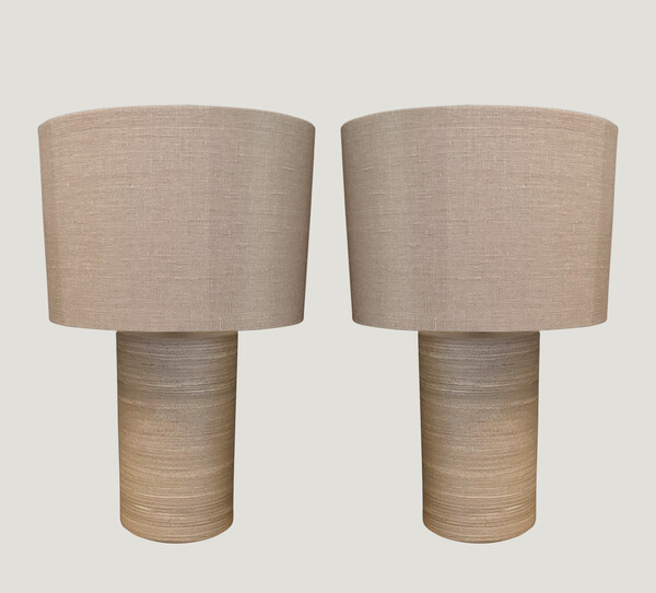 Contemporary German Pair Stone Lamps