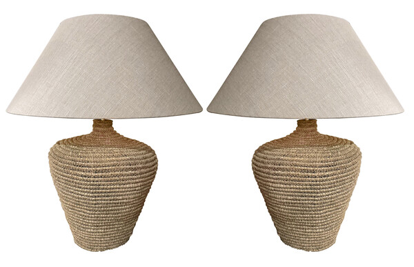 Contemporary Indonesian Pair Fishing Basket Lamps