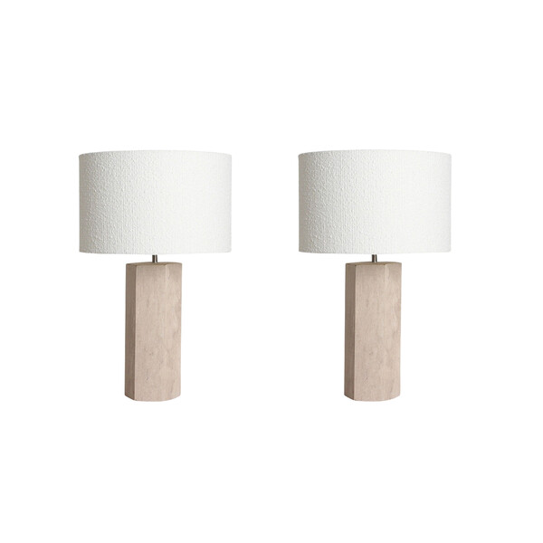 Contemporary Netherlands Hexagonal Shape Travertine Lamps