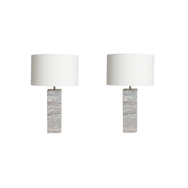 Contemporary Netherlands Pair Hexagonal Shape Marble Lamps