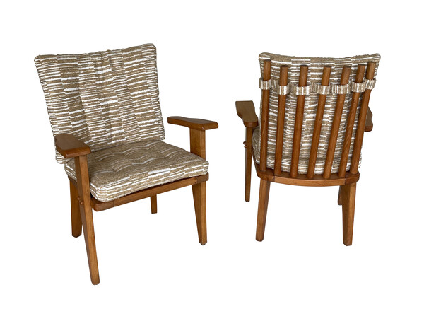 1960's French Pair Guillerme et Chambron Side Chairs
