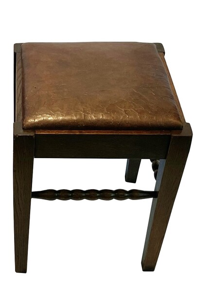 1930's French Leather Top Foot Stool